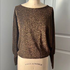 Gold Blouse with Long Sleeves and Relaxed Fit